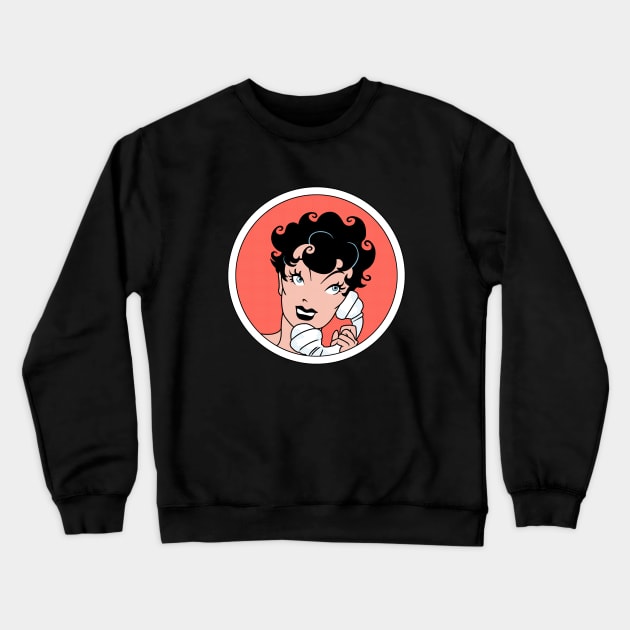 Girl on the Phone v2 Crewneck Sweatshirt by ranxerox79